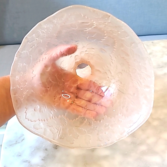 Vintage 60s Zabkowice Poland Satin Pink Glass Strawberry Compote Dish - Picture 4 of 4